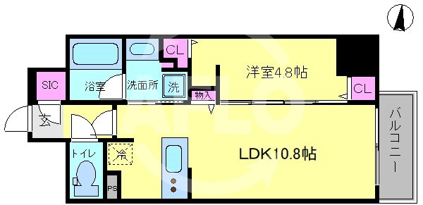 アーバネックス京町堀の間取り|アーバネックス京町堀　開放感のある間取り