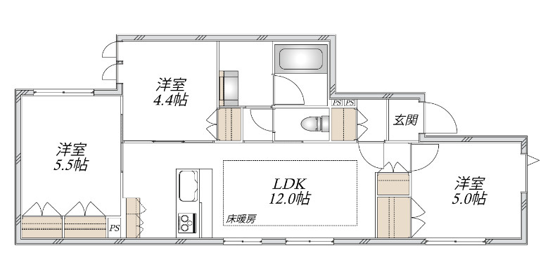 三鷹市下連雀１丁目の賃貸マンションの間取り
