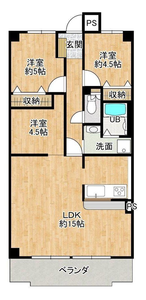 ヴェルシャトー沖野上　608　1599万の間取り