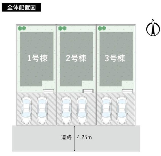 小田原市新屋　新築戸建て　全3棟の区画図