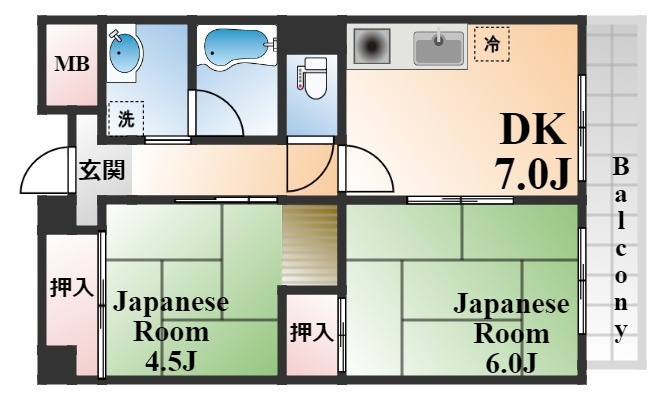 神戸市東灘区御影中町１丁目の賃貸マンションの間取り