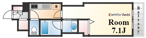 神戸市中央区楠町６丁目の賃貸マンションの間取り
