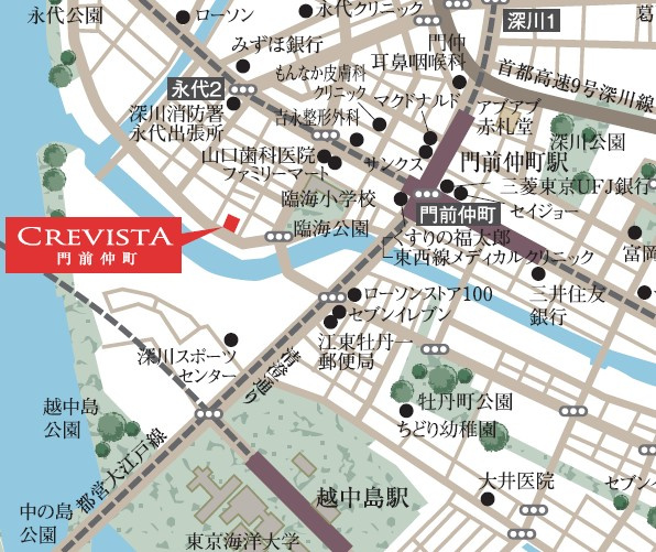 クレヴィスタ門前仲町の地図