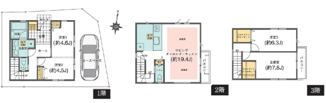 北区岸町　完成新築戸建の間取り