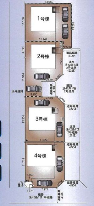 寒川町田端新築戸建て　第2-3号棟の区画図|配置図「寒川町田端新築戸建て」