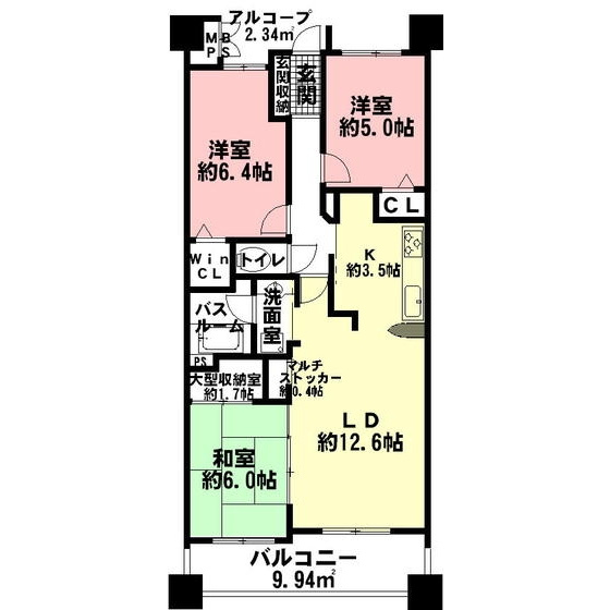 岐阜市住ノ江町１丁目の賃貸マンションの間取り