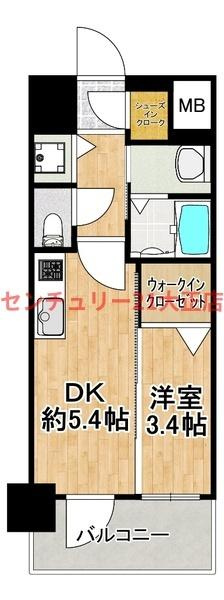 エステムコート難波WEST-SIDE9レデントの間取り