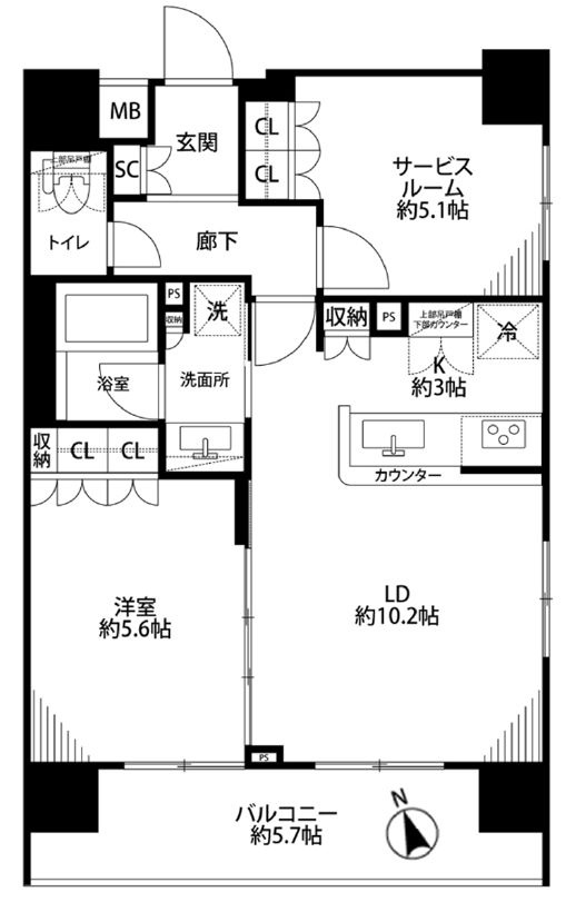 アーリアシティ田端の間取り|７階部分・南西×南東・角部屋住戸につきまして日当たり・通風・眺望良好