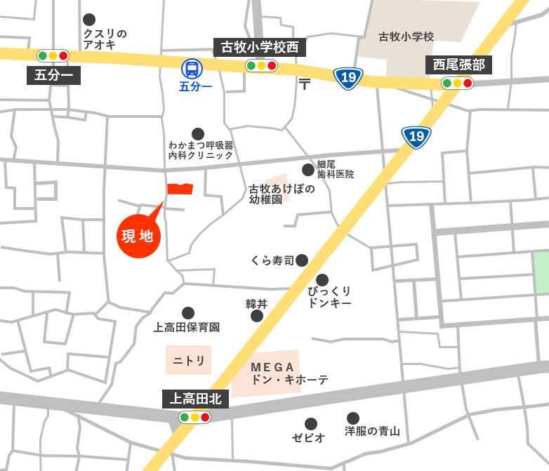 東邦ピュアコート高田五分一の地図