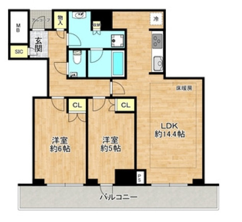 プレミストタワー大阪新町ローレルコートの間取り