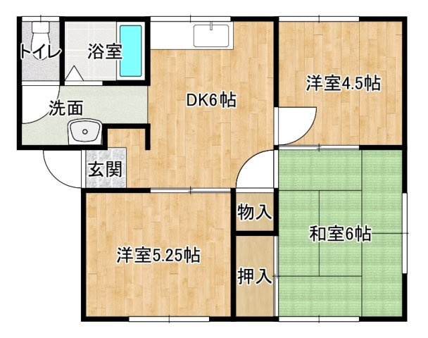 岡山市北区小山のアパートの間取り