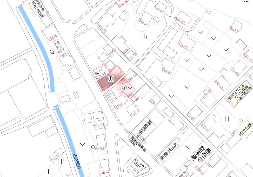 都城市高崎町大牟田の売地の土地図