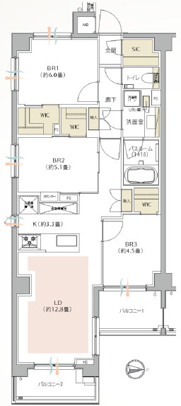 オープンレジデンシア小竹向原の間取り