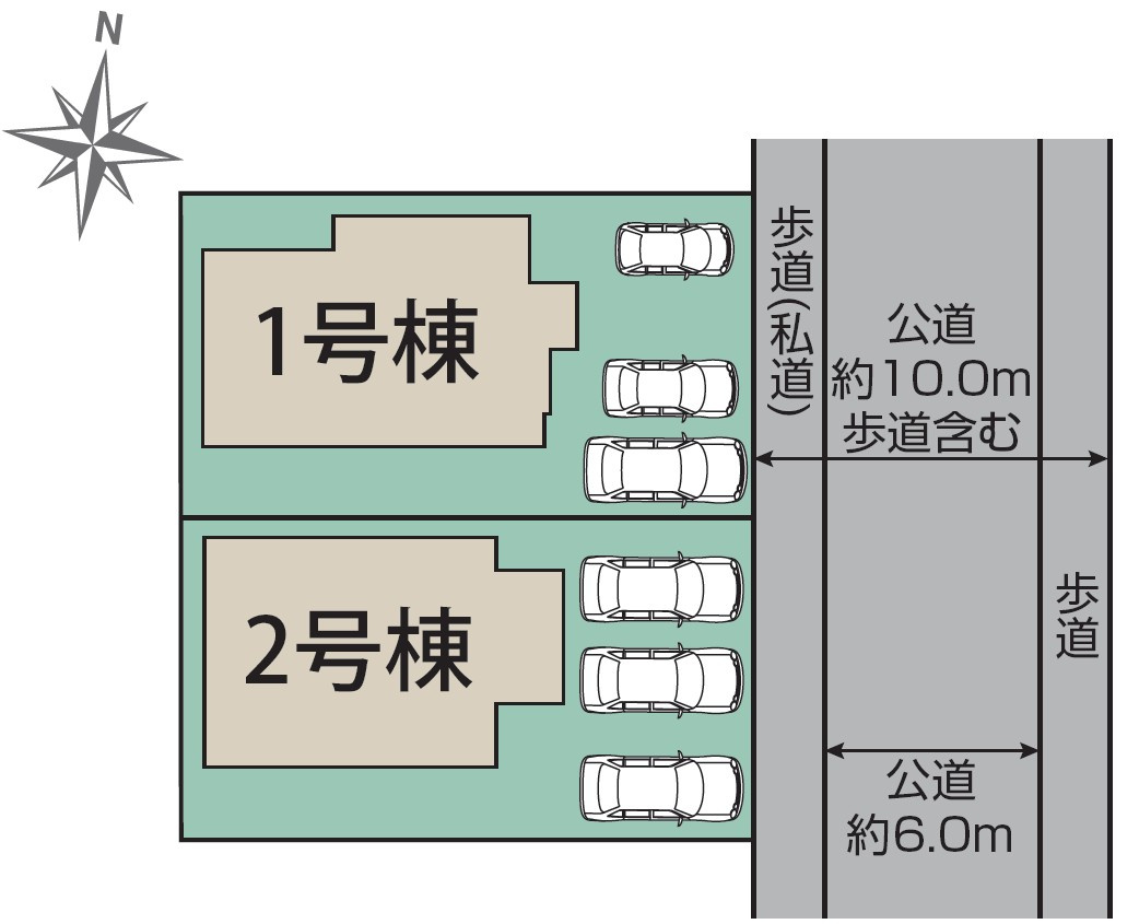 【ブルーミングガーデン】宇都宮市清原台6丁目 全2棟の区画図