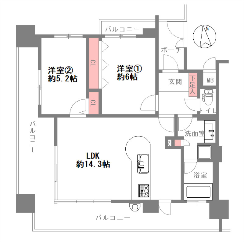 ル・グランデ城東放出の間取り