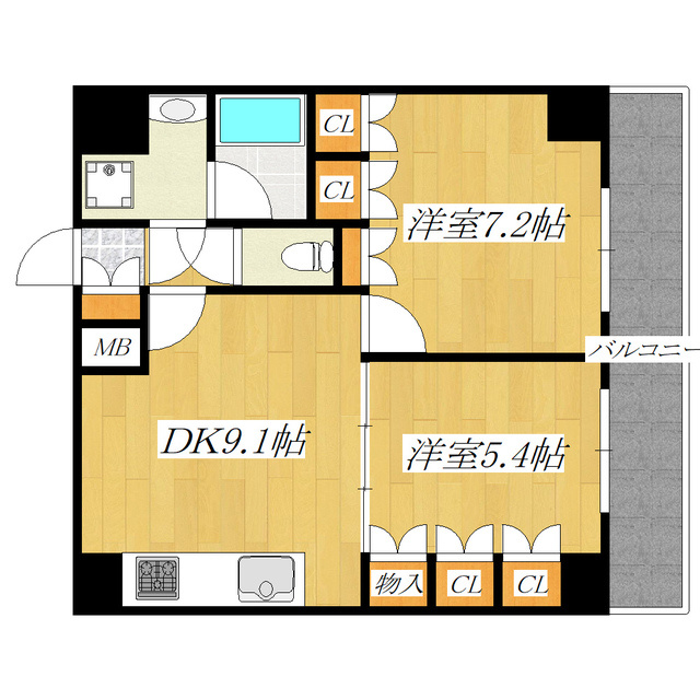 エスティメゾン王子の間取り|収納箇所豊富です
