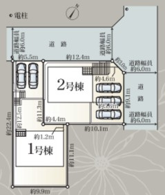 【同施工物件ご案内可能】知多市朝倉町　全2棟の区画図|全体区画数｜全2棟
◆駐車2台可能！(但し、車種による)
◎まずは、お気軽にお問い合わせください。現地を案内しながら周辺環境も見て頂けます。