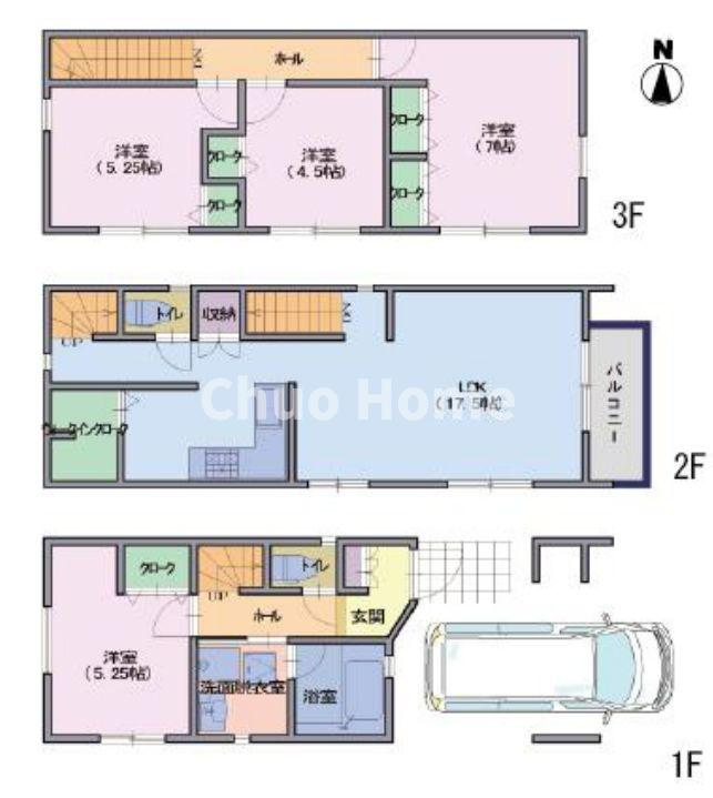 葛飾区立石8丁目新築戸建の間取り|【C号棟間取り】4LDK＋ウォークインクローゼット＋カースペース