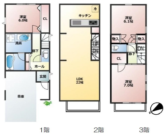 新宿区富久町の一戸建ての間取り
