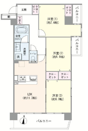 モナーク足立高野町の間取り