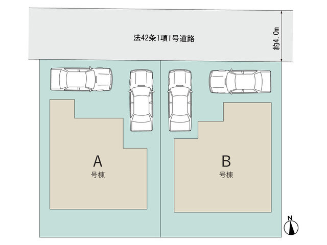 ハートフルタウン　宇都宮市緑2丁目2226番　全２棟　B号棟の区画図