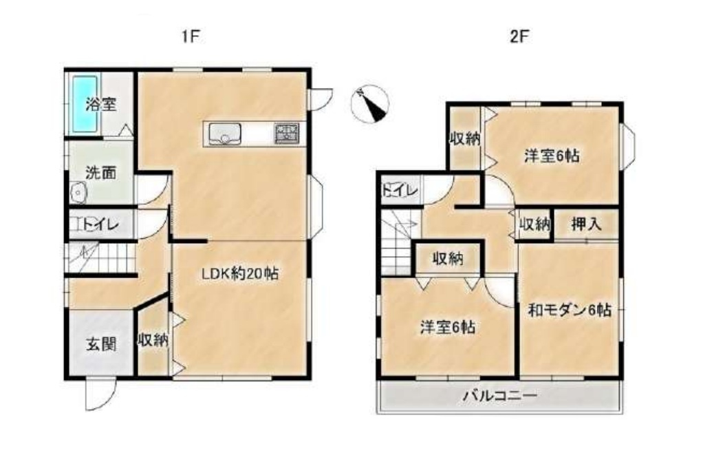 越谷市七左町６丁目　中古戸建の間取り|暮らしやすい機能的な3LDK。ファミリーはもちろん、リモートワーク部屋を確保したい単身にも好適です。