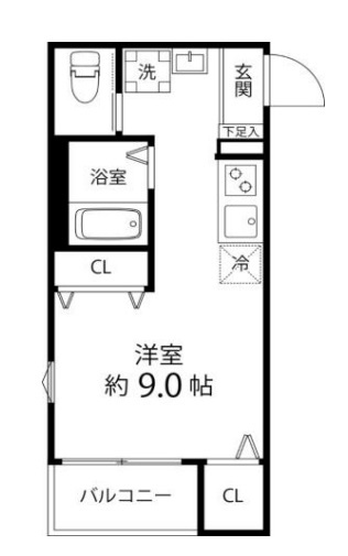 T's Cuore糀谷の間取り|洋室9帖の1Rバストイレ別独立洗面台！