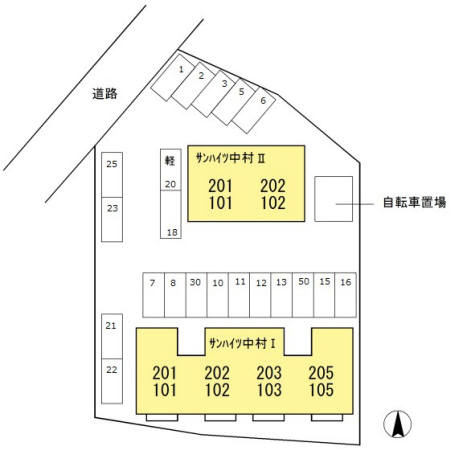 サンハイツ中村Ⅰの区画図