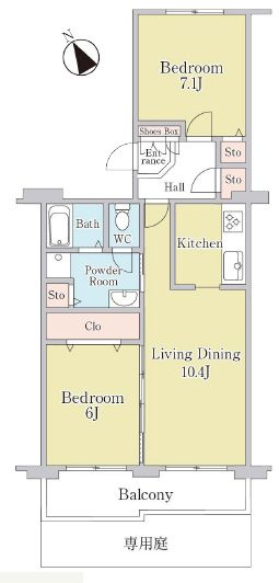 【間取り】 | パストラルハイム麻生 | 2LDK・トランクルーム有り・専用庭付