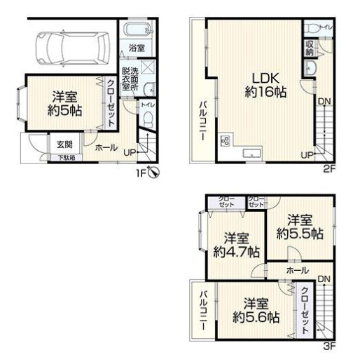 【間取り】 | 東大阪市菱屋東1丁目 | 【全洋室4LDK＋駐車・駐輪スペースあり♪】室内水廻り設備一新！全面リフォーム済み☆洗面・トイレ2ヶ所に完備♪TVモニターホン・浴室乾燥機完備☆屋根裏収納付きです♪