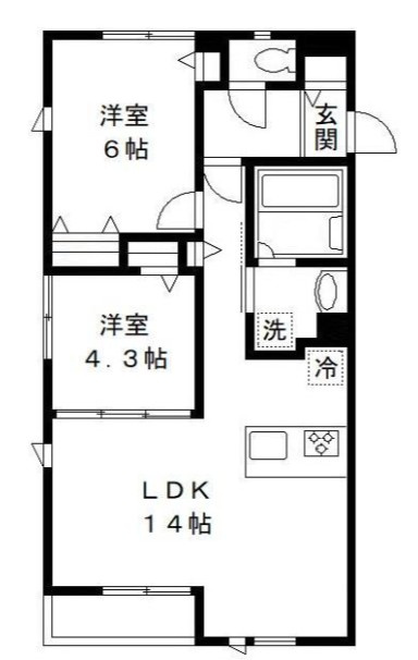 ラシーネ椿　仲介手数料（賃料の1.10ヵ月）の50％OFF対象物件！の間取り