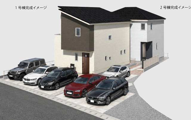 新築戸建て　三島市富田町01期　全２棟の外観パース