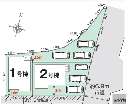 新築戸建て　三島市富田町01期　全２棟の区画図