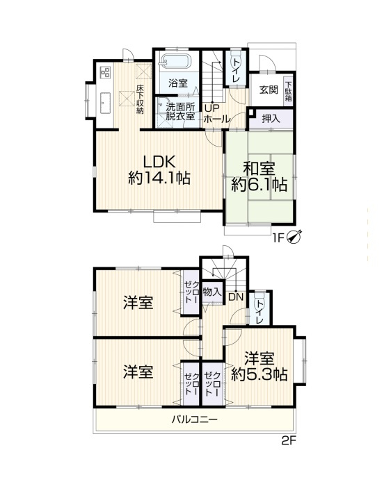 越谷市東大沢２丁目　中古戸建の間取り|各部屋に十分な広さと収納を確保した4LDK。家族みんなが自分の時間を快適に過ごせる余裕のレイアウトです。