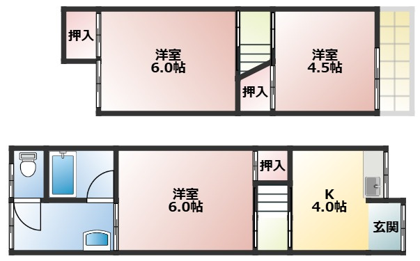 安満中の町テラスハウスの間取り