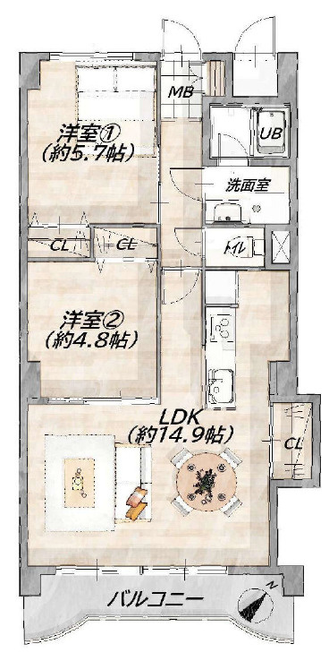 パインハイツ住吉の間取り