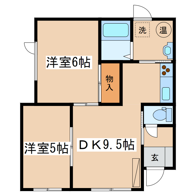 釧路市幸町１３丁目のアパートの間取り