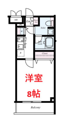 【間取り】 | REALIZE蒲田 | 洋室8帖です