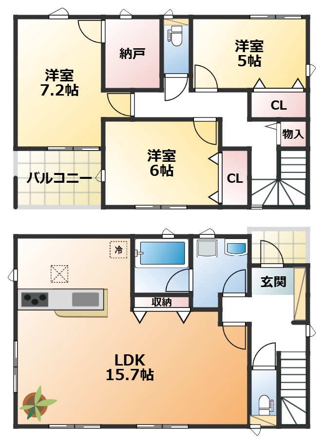 CRADLEGARDEN栃木市和泉第4の間取り|南向きで陽当たりの良い間取りです