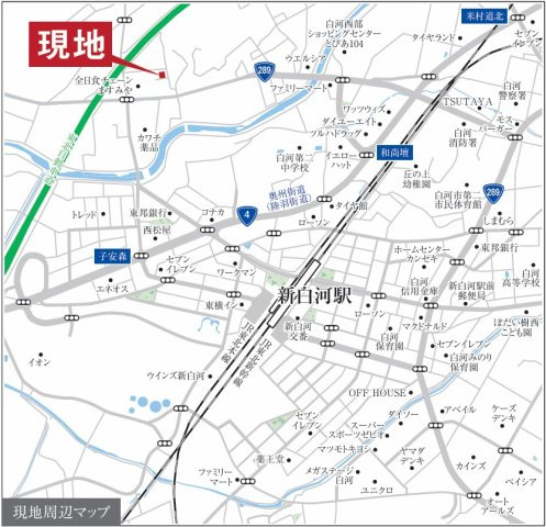 【全館空調のZ空調】　白河市中山下　第二小・第二中の地図|現地案内図