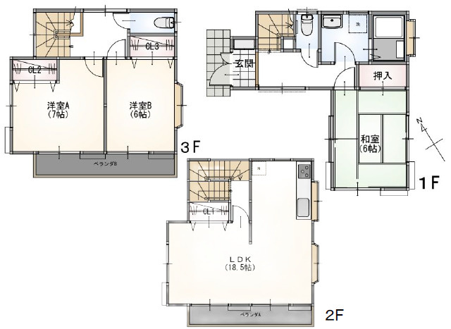 《仲介手数料半額》川越市大仙波　中古戸建の間取り