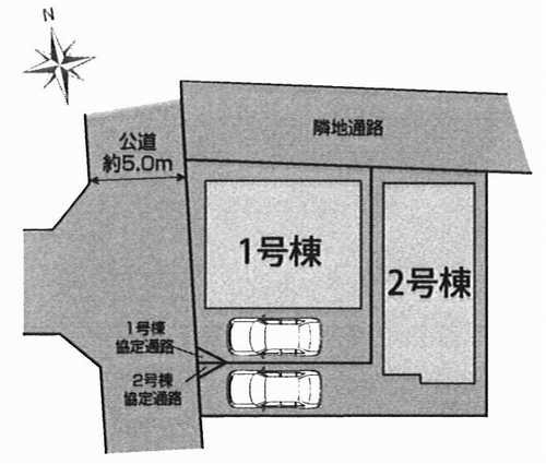 厚木市恩名3丁目　新築戸建全2棟　1号棟の区画図