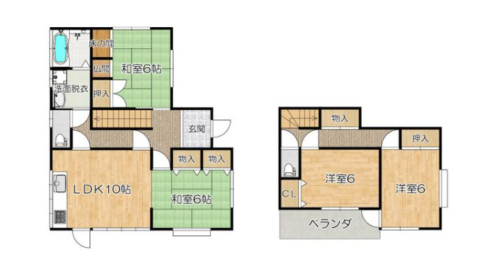 吉野町　中古戸建ての間取り|全室6帖以上のゆとりある4LDKです♪