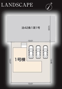 【新築】坂戸市西坂戸第12 全1棟の区画図|きれいな整形地です