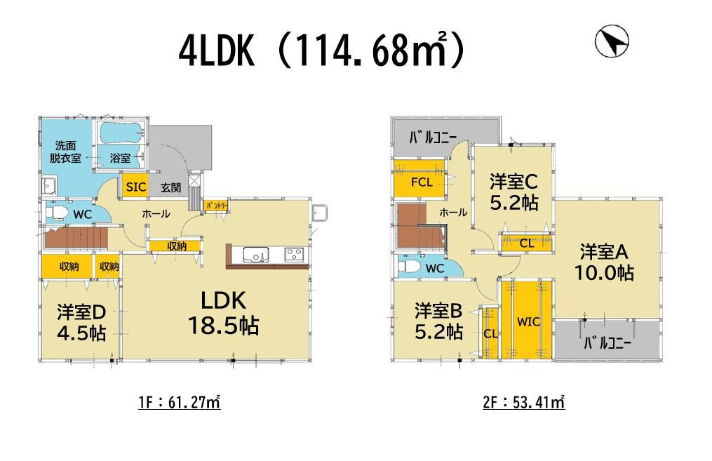 筑後市大字徳久　新築戸建の間取り