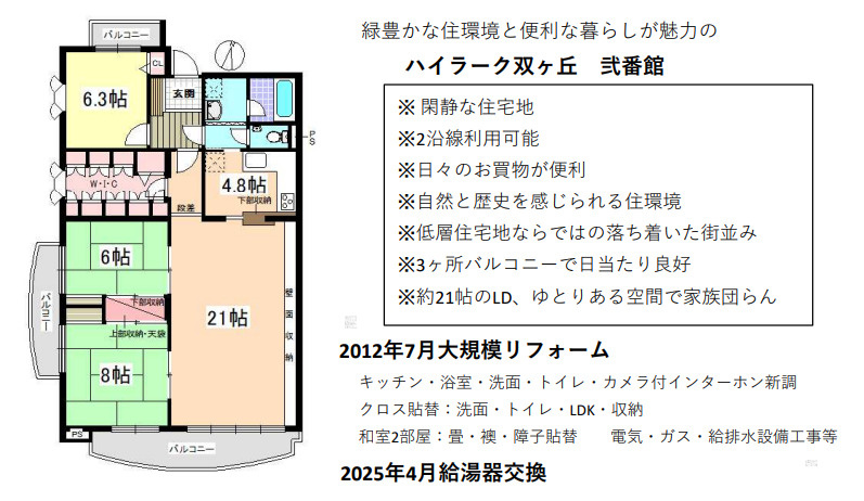 ハイラーク双ヶ丘　弐番館の間取り