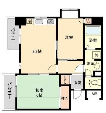 マンション白陽の間取り|間取りです。