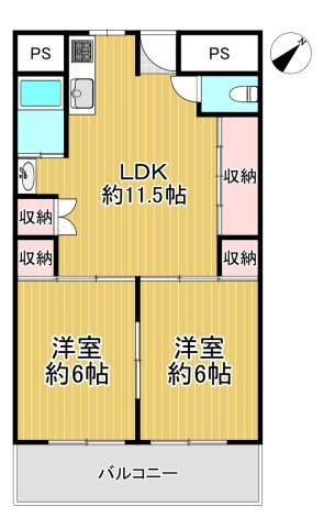 東部コーポ1号棟の間取り