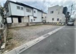 敷地面積55.5坪　売地　富士見市鶴馬1丁目の前面道路含む現地写真|①北側4.0ｍ私道、②東側3.6ｍ私道(セットバック要）私道持分あり
