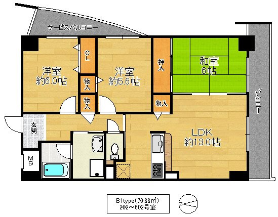大阪市鶴見区今津中４丁目の賃貸マンションの間取り